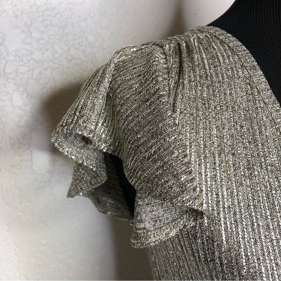 WHBM silver metallic flutter sleeve v neck top size Extra Extra Small XXS - Picture 5 of 14